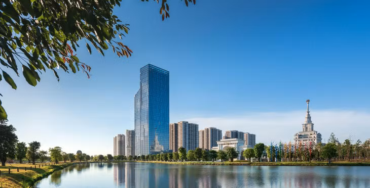 Không gian xanh ngập tràn xung quanh công trình xanh TechnoPark Tower