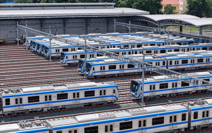 Các đoàn tàu thuộc Metro Bến Thành - Suối Tiên tập kết ở Depot Long Bình trước ngày đón khách