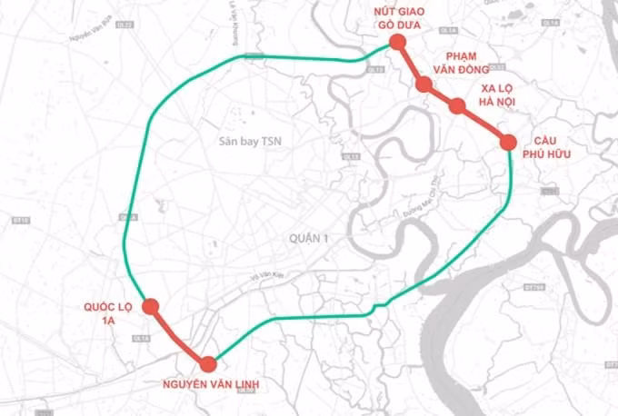 Bốn đoạn với tổng chiều dài hơn 14 km của Vành đai 2 chưa khép kín