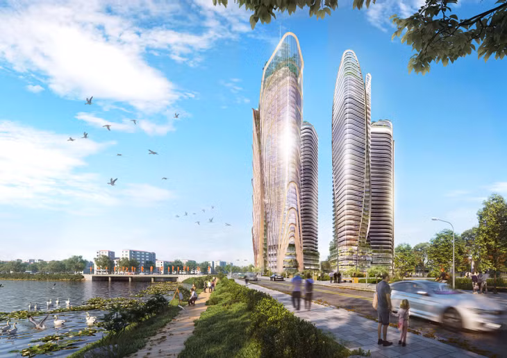 Phối cảnh tổng thể công trình hướng nhìn từ đường Quang Trung