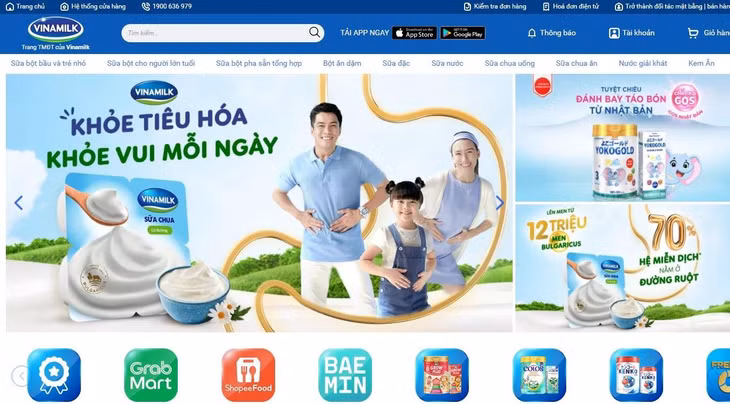 Website bán hàng trực tuyến giacmosuaviet.com.vn của Vinamilk