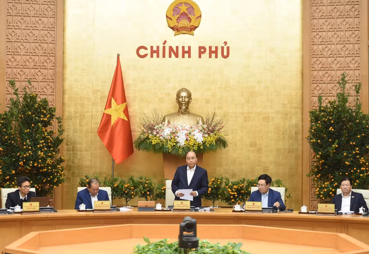 Thủ tướng Nguyễn Xuân Phúc chủ trì phiên họp Chính phủ tháng 1/2021. Ảnh: VGP