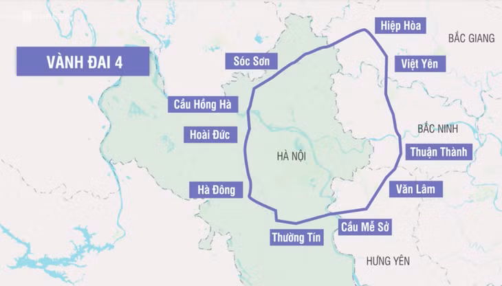 Hướng tuyến đường vành đai 4 theo quy hoạch