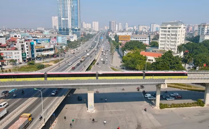 Tuyến đường sắt đô thị Nhổn - ga Hà Nội đi qua đoạn giao với đường Vành đai 2.