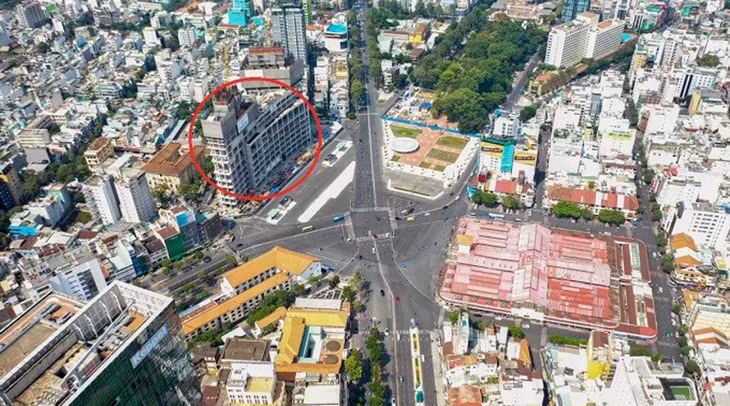 Vị trí dự án cao ốc ở khu tứ giác Bến Thành (vòng tròn đỏ)