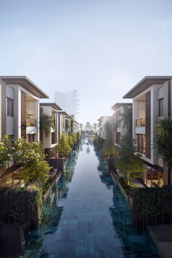 Hồ bơi cảnh quan biến tiểu khu Row Villa thành một Venice thu nhỏ bên bờ vịnh Hồ bơi cảnh quan biến tiểu khu Row Villa thành một Venice thu nhỏ bên bờ vịnh