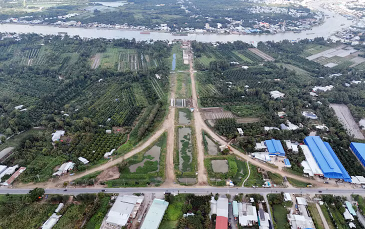 Điểm kết nối giữa Quốc lộ 61C và đường Vành đai phía Tây Cần Thơ đang thi công