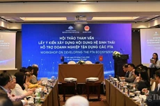 Hội thảo tham vấn lấy ý kiến xây dựng nội dung Hệ sinh thái hỗ trợ doanh nghiệp tận dụng các FTA (ảnh: Moit)