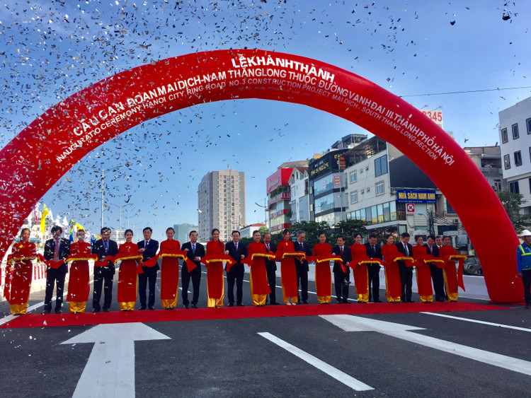 Lễ khánh thành Dự án Xây dựng cầu cạn Mai Dịch - Nam Thăng Long sáng 11/10/2020 tại Hà Nội - ảnh: Bích Thảo