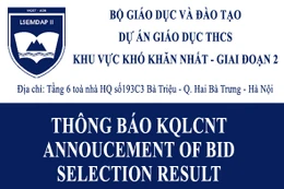 ANNOUCEMENT OF BID SELECTION RESULT