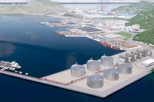 Ảnh phối cảnh Dự án Nhà máy Nhiệt điện LNG Cà Ná có kho cảng, kho chứa LNG (nguồn: TT)