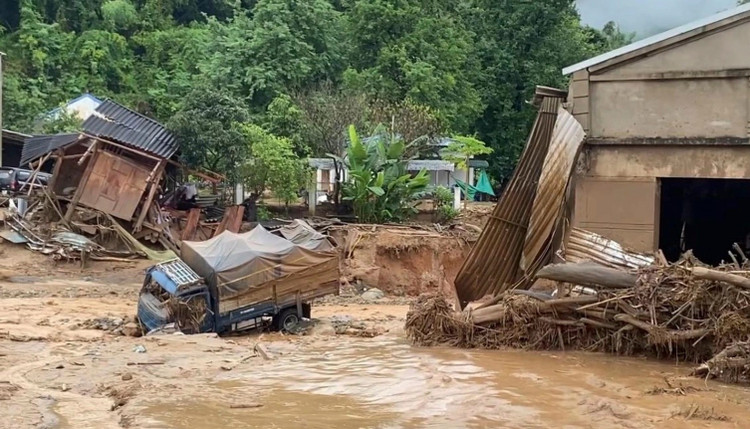 Hiện trường lũ quét ở xã Chiềng Sơ, tỉnh Sơn La.