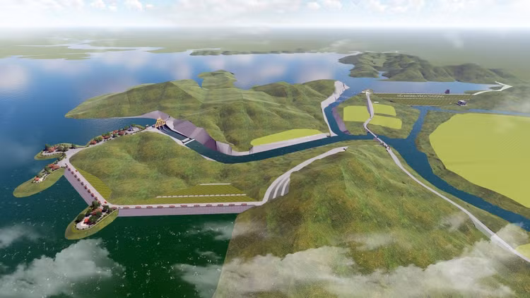 Phối cảnh tổng thể Dự án Hồ chứa nước Krông Pách thượng.