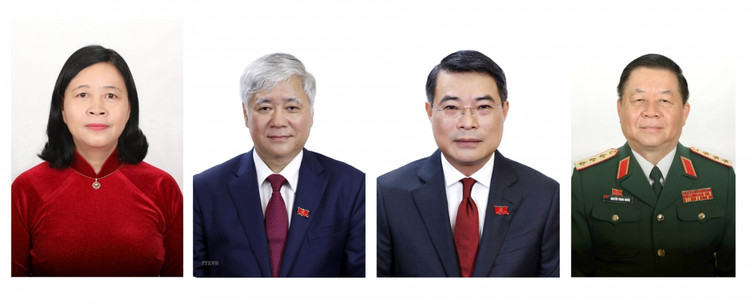 Ban Chấp hành Trung ương Đảng bầu bổ sung 4 Uỷ viên Bộ Chính trị khoá XIII. Từ trái qua phải: Bà Bùi Thị Minh Hoài, ông Đỗ Văn Chiến, ông Lê Minh Hưng và ông Nguyễn Trọng Nghĩa.