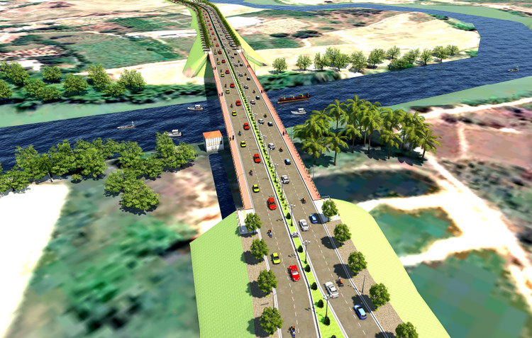 Phối cảnh phương án thiết kế cầu Quảng Đà và đường dẫn đầu cầu