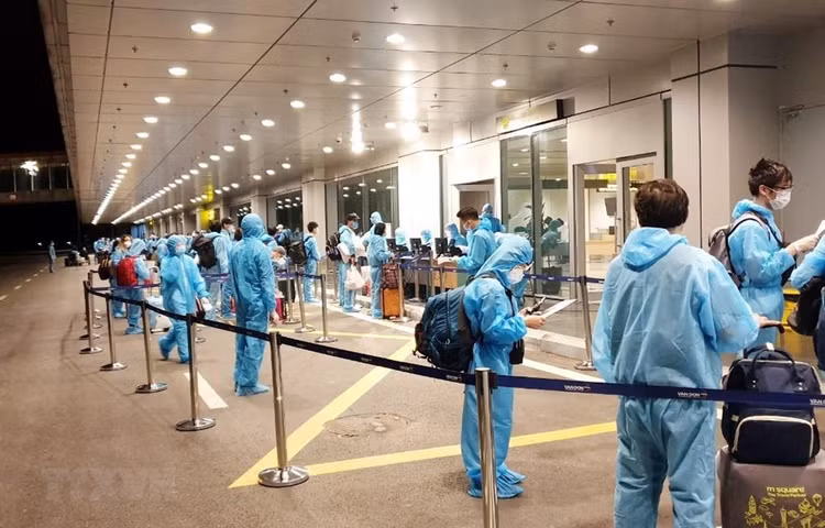 Đưa công dân Việt Nam bị mắc kẹt ở nước ngoài về nước. Ảnh: TTXVN phát