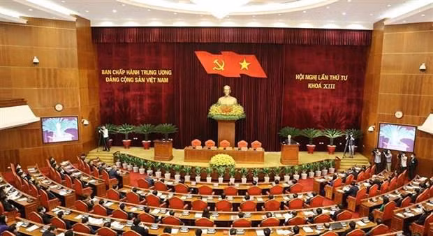 Toàn cảnh phiên bế mạc Hội nghị lần thứ tư, Ban Chấp hành Trung ương Đảng khóa XIII. Ảnh: TTXVN