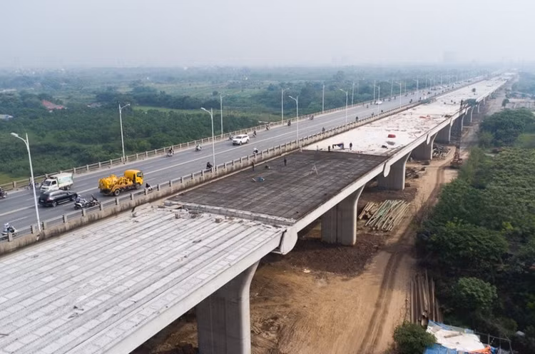 Dự án cầu Vĩnh Tuy 2 đang trong giai đoạn thi công. Ảnh minh hoạ: Internet