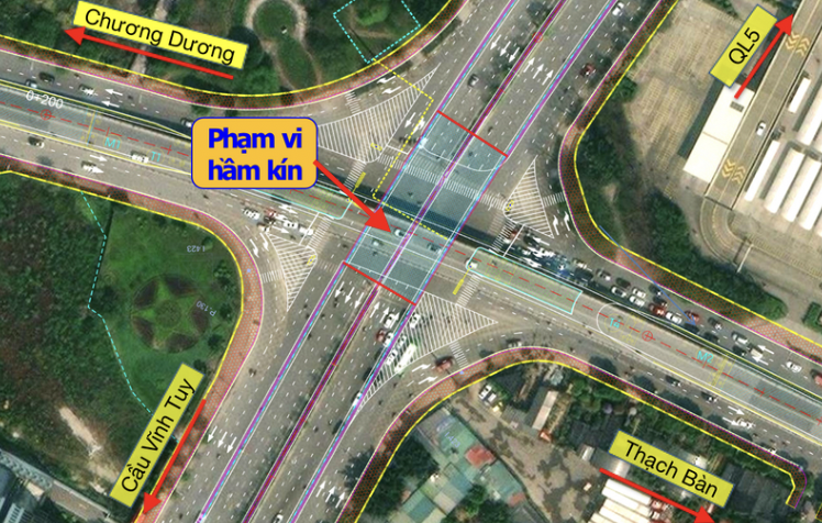 Phương án thiết kế hầm chui nút giao Cổ Linh - cầu Vĩnh Tuy