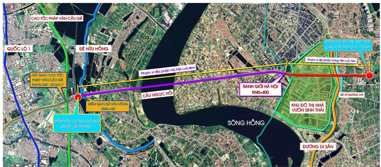 Vị trí xây dựng cầu Ngọc Hồi. Ảnh: Sở GTVT Hà Nội