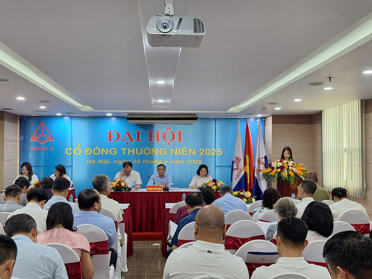Quảng cảnh cuộc họp ĐHĐCĐ năm 2025 của Licogi 13. Ảnh: Hoàng Việt