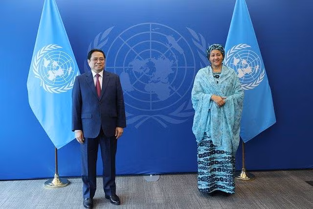 Thủ tướng Chính phủ Phạm Minh Chính gặp Phó Tổng Thư ký LHQ Amina Mohammed - Ảnh: VGP