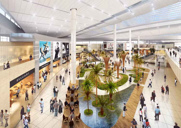 Thiết kế khu vực thương mại, dịch vụ trong nhà ga sân bay Long Thành. Ảnh: ACV