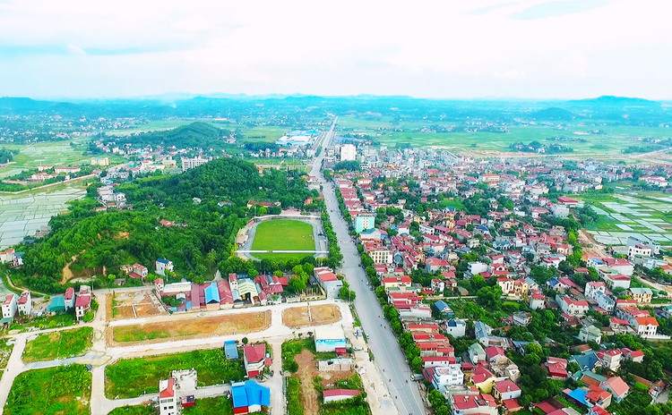 Một khu vực phát triển đô thị của huyện Lạng Giang. Ảnh: Cổng TTĐT huyện Lạng Giang.