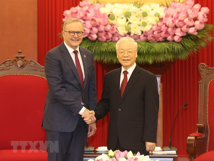 Tổng Bí thư Nguyễn Phú Trọng tiếp Thủ tướng Australia Anthony Albanese