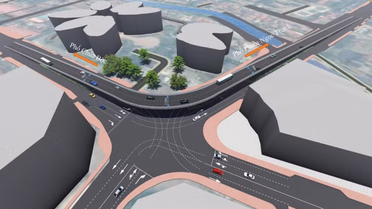 Phối cảnh dự án cầu vượt chữ C nút giao Chùa Bộc - Phạm Ngọc Thạch