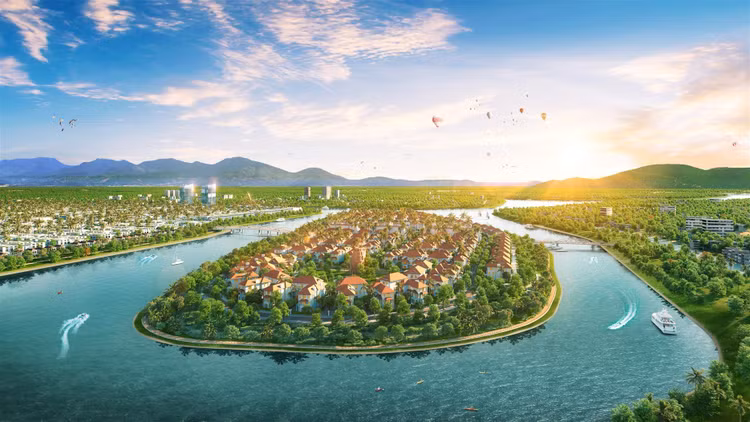Sunneva Island là dự án khu đô thị đảo thượng lưu sở hữu hệ thống tiện ích đẳng cấp quốc tế tại Đà Nẵng. (Ảnh phối cảnh minh họa)