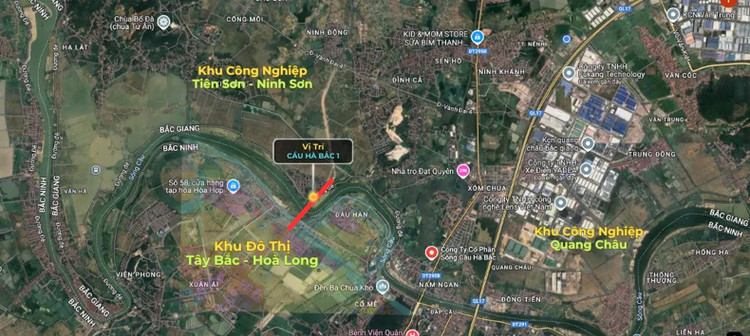 Vị trí Dự án Đầu tư xây dựng cầu Hà Bắc 1 