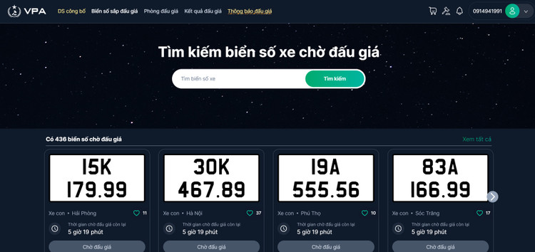 Ngày 18/10, nhiều biển số tứ quý lên sàn đấu giá trực tuyến 