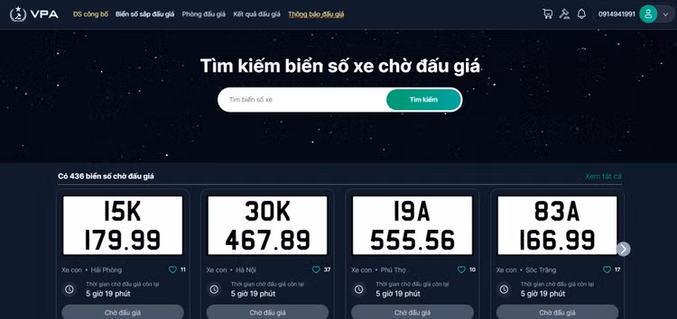 Ngày 18/10, nhiều biển số tứ quý lên sàn đấu giá trực tuyến 