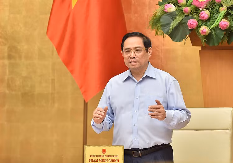 Thủ tướng Phạm Minh Chính: Chăm lo, bảo vệ sức khỏe, tính mạng của người dân, đặt sức khỏe, tính mạng của nhân dân lên trên hết, trước hết. Ảnh VGP