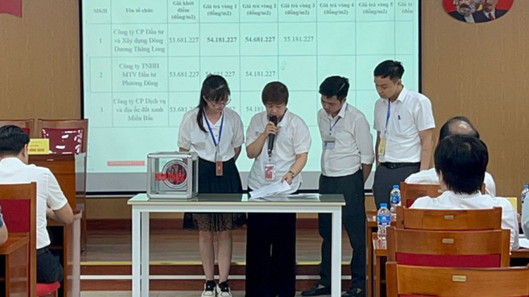 Phiên đấu giá quyền sử dụng đất và đấu giá quyền sử dụng đất để thực hiện dự án xây dựng nhà ở tại ô F1/ODK5 tại phường Vĩnh Hưng