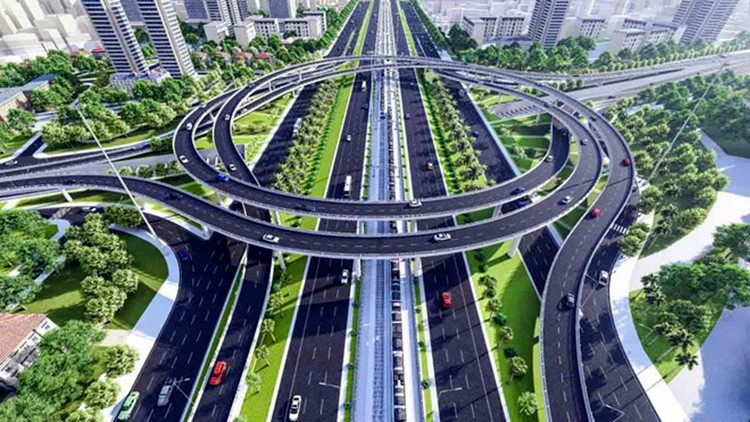 Phối cảnh nút giao khác mức đường Vành đai 3,5 với Đại lộ Thăng Long. Ảnh: Chủ đầu tư