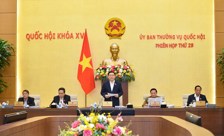 Chủ tịch Quốc hội Vương Đình Huệ phát biểu khai mạc Phiên họp thứ 29