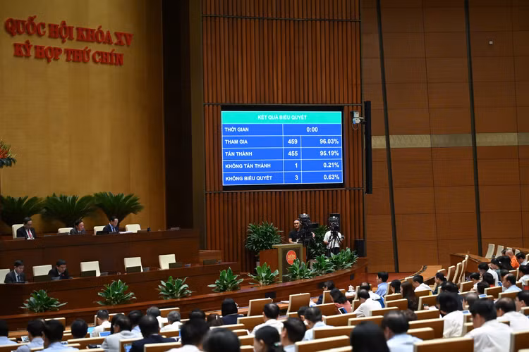 Các đại biểu tiến hành biểu quyết tán thành