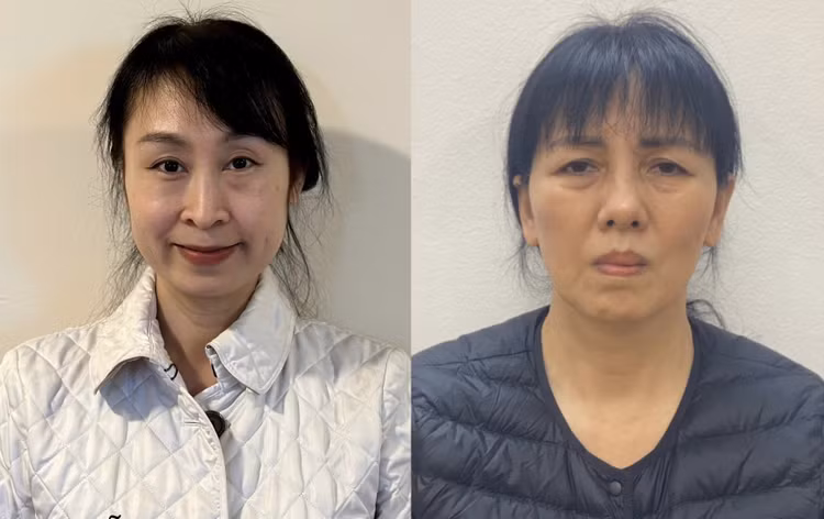 Bị can Nguyễn Bạch Thùy Linh (trái) và Nguyễn Thị Thanh Thủy.