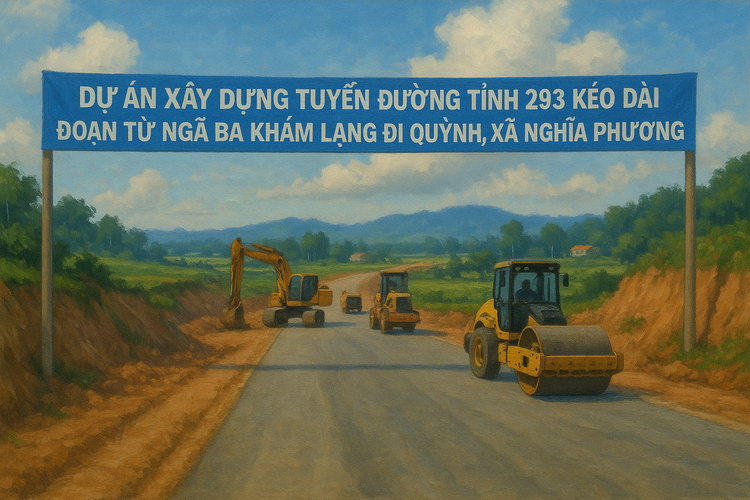 Liên danh HJC - Thăng Long trúng gói thầu giao thông thuộc Dự án Xây dựng tuyến Đường tỉnh 293 kéo dài đoạn từ ngã ba Khám Lạng đi Quỷnh, xã Nghĩa Phương. Ảnh: TL