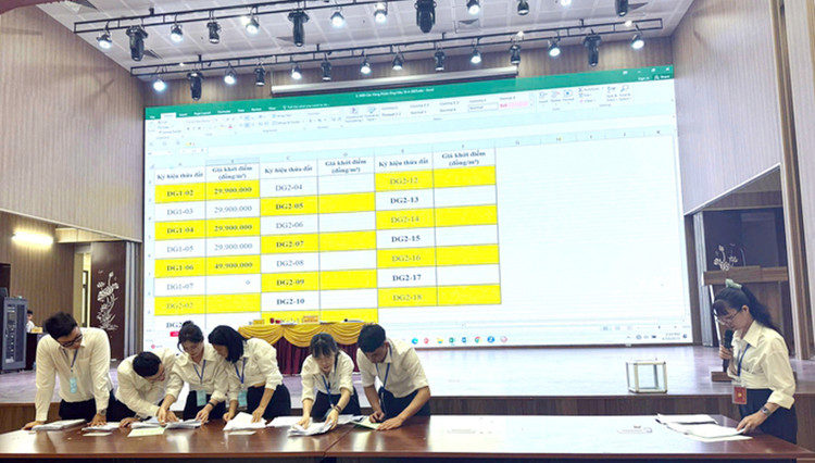 Quang cảnh phiên đấu giá. Ảnh: UBND huyện Ứng Hòa