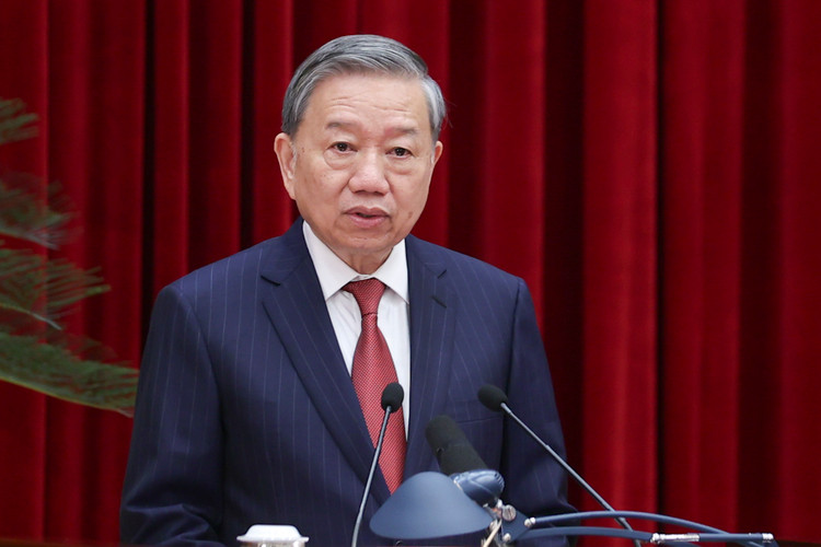 Tổng Bí thư Tô Lâm phát biểu bế mạc Hội nghị lần thứ 11 Ban Chấp hành Trung ương Đảng khóa XIII. Ảnh: Đoàn Bắc