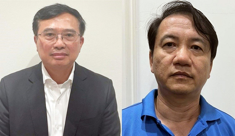 Cựu Thứ trưởng Bộ Công Thương Hoàng Quốc Vượng (trái) và cựu Cục trưởng Cục Điện lực và Năng lượng tái tạo Phương Hoàng Kim