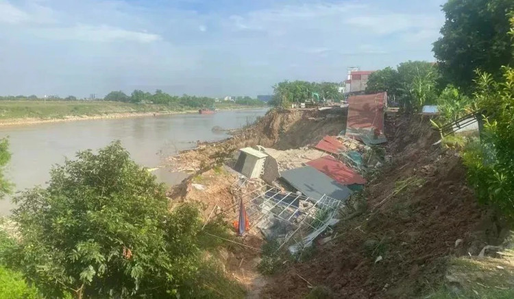 Sạt lở bờ sông Đuống. Nguồn: VTV