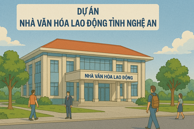 Dự án Nhà Văn hóa lao động tỉnh Nghệ An - giai đoạn 1 có tổng mức đầu tư là 103,7 tỷ đồng. Ảnh: TL-GPT