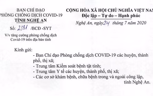 Nghệ An yêu cầu những người đã đến Đà Nẵng trong 14 ngày qua khai báo y tế
