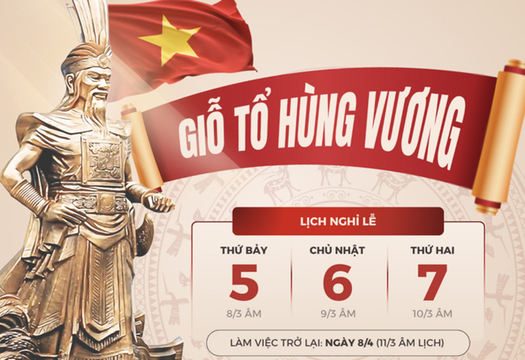 Giỗ Tổ Hùng Vương 2025 sẽ nghỉ 3 ngày liên tiếp (5,6 và 7/4)