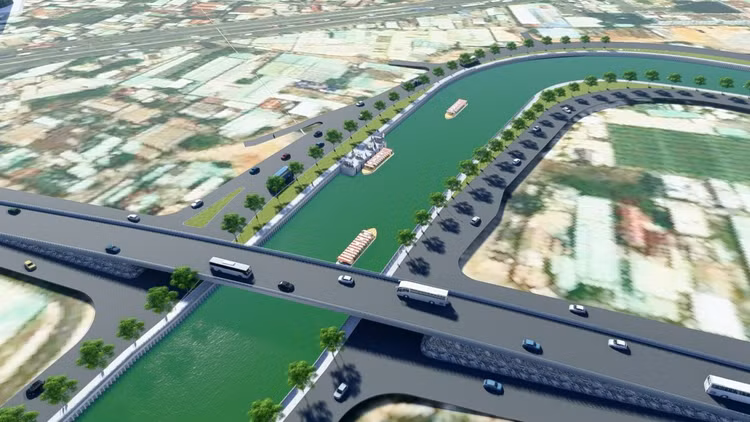 Phối cảnh đoạn kênh cắt qua cầu Trường Đai, quận 12.