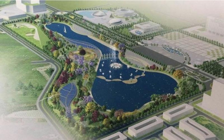 Phối cảnh thiết kế kiến trúc công trình xây dựng quần thể văn hóa - thể thao - công viên cây xanh thị xã Phổ Yên. Ảnh Internet
